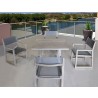 Driftwood Gray Teak Contemporary Bay Side Outdoor Square Dining Table  - Lifestyle