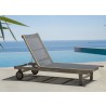 Driftwood Gray Teak Contemporary Deck Side Outdoor Sling Lounge Chair - Driftwood Gray Teak Contemporary Deck Side Outdoor Sling Lounge Chair