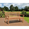 Natural Finish Teak Heritage Outdoor Two Seater Bench - Lifestyle Angled