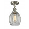 Glass Semi Flush - Brushed Satin Nickel - CLEAR FLUTED GLASS