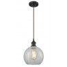 Glass Cord Pendant - Oiled Rubbed Bronze - CLEAR CRACKLED GLOBE