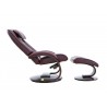 Bergen Recliner and Ottoman in Merlot Top Grain Leather - Reclined - Bergen Recliner and Ottoman in Merlot Top Grain Leather - Reclined
