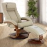 Hamar Recliner and Ottoman with Cervical Pillow in Cobblestone Top Grain Leather  - Hamar Recliner and Ottoman with Cervical Pillow in Cobblestone Top Grain Leather 