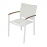 Lux Sling Stacking Dining Armchair With Teak Arms - White Sling