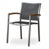 Lux Sling Stacking Dining Armchair With Teak Arms - Dark Grey Sling