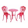 Triora Cast Aluminum Bistro Set in Lipstick Red - White BG - Triora Cast Aluminum Bistro Set in Lipstick Red - White BG