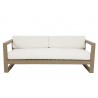 Sunset West Coastal Teak Sofa With Cushions In Canvas - Front - Sunset West Coastal Teak Sofa With Cushions In Canvas - Front