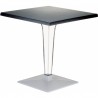 Ice Werzalit Top Square Dining Table with Transparent Base 24 inch Black
