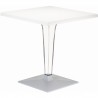 Ice Werzalit Top Square Dining Table with Transparent Base 24 inch White
