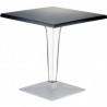 Ice Werzalit Top Square Dining Table with Transparent Base 28 inch Black
