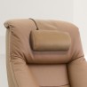 Mandal Recliner and Ottoman with Cervical Pillow in Sand Top Grain Leather - Back Rest - Mandal Recliner and Ottoman with Cervical Pillow in Sand Top Grain Leather - Back Rest