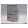 Savvy 5-Drawer Chest High Gloss Light Grey with Glass Top - Savvy 5-Drawer Chest High Gloss Light Grey with Glass Top
