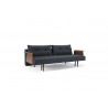 Recast Sofa With Walnut Arms and Nist Blue Fabric - Front Angle - Recast Sofa With Walnut Arms and Nist Blue Fabric - Front Angle