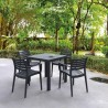 Ares Resin Square Dining Set with 4 chairs Dark Gray - Ares Resin Square Dining Set with 4 chairs Dark Gray