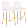  LumiSoure Marcel Counter Stool - Set of 2 - GOLD METAL; WHITE VELVET -  LumiSoure Marcel Counter Stool - Set of 2 - GOLD METAL; WHITE VELVET