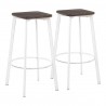 Lumisource Clara Square Barstool - Set of 2 - Vintage White Metal  - Lumisource Clara Square Barstool - Set of 2 - Vintage White Metal 