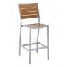 Aluminum Barstool - Silver Faux Teak - Aluminum Barstool - Silver Faux Teak
