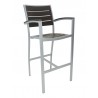Aluminum Barstool - Silver Gray Fux Teak - Aluminum Barstool - Silver Gray Fux Teak