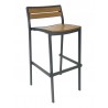 Aluminum Barstool - Taupe Faux Teak - Aluminum Barstool - Taupe Faux Teak
