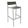 Aluminum Barstool - Silver Gray Faux Teak - Aluminum Barstool - Silver Gray Faux Teak