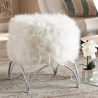 Baxton Studio Celia White Faux Fur Upholstered Ottoman - Baxton Studio Celia White Faux Fur Upholstered Ottoman