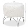 Baxton Studio Celia White Faux Fur Upholstered Ottoman - Baxton Studio Celia White Faux Fur Upholstered Ottoman