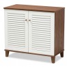 Baxton Studio Coolidge White Walnut 4 Shelf Shoe Storage Cabinet - Baxton Studio Coolidge White Walnut 4 Shelf Shoe Storage Cabinet