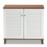 Baxton Studio Coolidge White Walnut 4 Shelf Shoe Storage Cabinet - Baxton Studio Coolidge White Walnut 4 Shelf Shoe Storage Cabinet