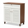 Baxton Studio Coolidge White Walnut 4 Shelf Shoe Storage Cabinet with Drawer - Baxton Studio Coolidge White Walnut 4 Shelf Shoe Storage Cabinet with Drawer