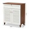 Baxton Studio Coolidge White Walnut 4 Shelf Shoe Storage Cabinet with Drawer - Baxton Studio Coolidge White Walnut 4 Shelf Shoe Storage Cabinet with Drawer