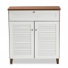 Baxton Studio Coolidge White Walnut 4 Shelf Shoe Storage Cabinet with Drawer - Baxton Studio Coolidge White Walnut 4 Shelf Shoe Storage Cabinet with Drawer