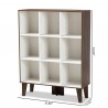 Baxton Studio Senja White Walnut Brown Wood 9 Shelf Bookcase - Baxton Studio Senja White Walnut Brown Wood 9 Shelf Bookcase