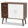 Baxton Studio Leena White Walnut Brown Wood 3 Drawer Sideboard Buffet - Baxton Studio Leena White Walnut Brown Wood 3 Drawer Sideboard Buffet
