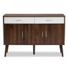 Baxton Studio Leena White Walnut Brown Wood 2 Drawer Sideboard Buffet - Baxton Studio Leena White Walnut Brown Wood 2 Drawer Sideboard Buffet