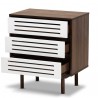 Baxton Studio Meike Walnut White 3 Drawers Nightstand - Baxton Studio Meike Walnut White 3 Drawers Nightstand