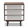 Baxton Studio Meike Walnut White 3 Drawers Nightstand - Baxton Studio Meike Walnut White 3 Drawers Nightstand