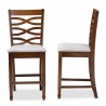Baxton Studio Lanier Upholstered 2-Piece Wood Counter Height Pub Chair Set  - Baxton Studio Lanier Upholstered 2-Piece Wood Counter Height Pub Chair Set 