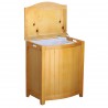 Natural Finished Bowed Front Laundry Wood Hamper - Lid Opened - Natural Finished Bowed Front Laundry Wood Hamper - Lid Opened
