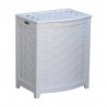 Oceanstar White Finished Bowed Front Veneer Laundry Wood Hamper with Interior Bag - Angled - Oceanstar White Finished Bowed Front Veneer Laundry Wood Hamper with Interior Bag - Angled