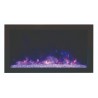 Amantii 30″ Extra Slim Indoor Or Outdoor Electric Built-in Only Electric Fireplace With Black Steel Surround  - Blue Flame - Amantii 30″ Extra Slim Indoor Or Outdoor Electric Built-in Only Electric Fireplace With Black Steel Surround  - Blue Flame