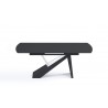 Virtuoso Extension Dining Table - Black Glass Top - Front - Virtuoso Extension Dining Table - Black Glass Top - Front