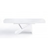 Virtuoso Extension Dining Table - White Glass Top / White Base - Front View - Virtuoso Extension Dining Table - White Glass Top / White Base - Front View