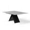 Maestro Extension Dining Table - Grey Glass Top / Black Steel Base - Angled - Maestro Extension Dining Table - Grey Glass Top / Black Steel Base - Angled