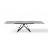 Maestro Extension Dining Table - Grey Glass Top / Black Steel Base - Front Extended - Maestro Extension Dining Table - Grey Glass Top / Black Steel Base - Front Extended
