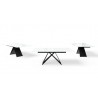 Maestro Extension Dining Table - White Glass Top / Black Base - 3 Pcs - Maestro Extension Dining Table - White Glass Top / Black Base - 3 Pcs