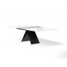 Maestro Extension Dining Table - White Glass Top / Black Base - Extended - Maestro Extension Dining Table - White Glass Top / Black Base - Extended
