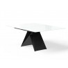 Maestro Extension Dining Table - White Glass Top / Black Base - Angled - Maestro Extension Dining Table - White Glass Top / Black Base - Angled