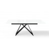 Maestro Extension Dining Table - White Glass Top / Black Base - Front - Maestro Extension Dining Table - White Glass Top / Black Base - Front