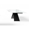 Maestro Extension Dining Table - White Glass Top / Black Base - Side - Maestro Extension Dining Table - White Glass Top / Black Base - Side