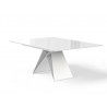 Maestro Extension Dining Table - White Glass Top / White Steel Base - Angled View - Maestro Extension Dining Table - White Glass Top / White Steel Base - Angled View